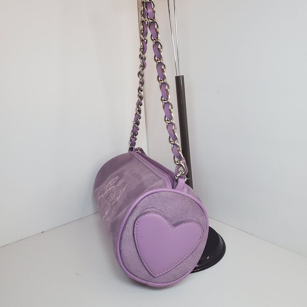 Y2K Purple Lavender Faux Suede Shoulder Bag Purse 10x6x4 90s Street Summer - Picture 4 of 8